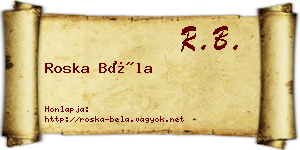 Roska Béla névjegykártya